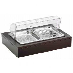 Serving tray double for eggs and vegetables stainless steel Roll-Top polycarb, with cooling Pintinox art. 51132830