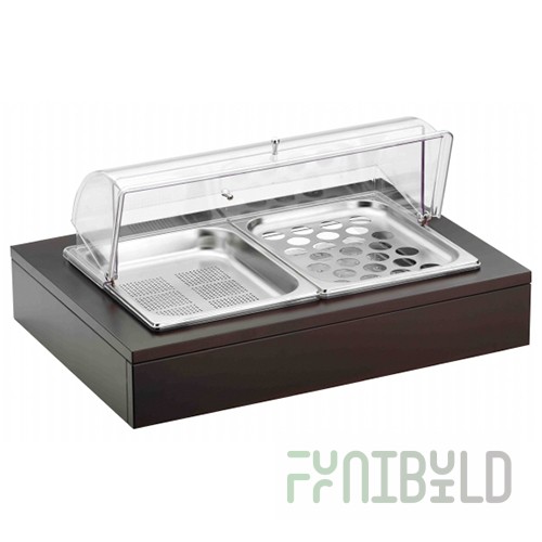 Serving tray double for eggs and vegetables stainless steel Roll-Top polycarb, with cooling Pintinox art. 51132830