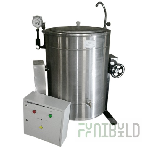 Electric food boiler round tilting KPE-100 stainless steel (900x750x950mm, 100l, 380V, 12kW, 97kg)