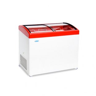Chest freezer V=292l, MLG-350 -18...-25, 1004x604x790mm, red lid, bent glass (3 baskets)