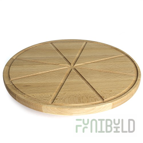 Rotating tray, solid wood, with notches d 36 cm