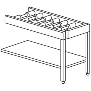 Roller table with free rotary rollers and lower shelf for machines without drying tunnel URF/912 (1200x630xh850 in; load up to 30 kg) 00905212