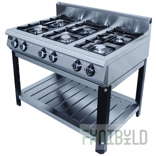 Gas stove 6-burner without oven (on stand) F6PG/800/50005 (1180x800x1050, 44 kW)