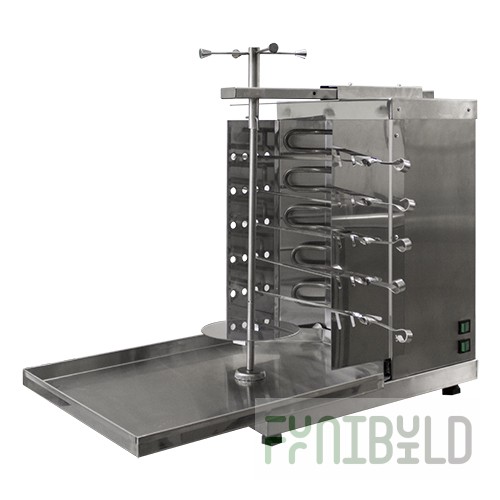 Electric shawarma-kebab maker ShSHE-2 (515x770x670(690), with manual drive, 5 skewers, 4 kW, 220V)