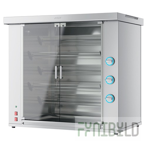 Chicken skewer gas grill Komandor-2/5GAZ (1060x570x980, 11 kW, for 20 chickens)