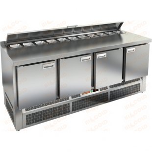 Salad table Hicold SLE2-1111GN with roof. (1970x700x900mm 0.51 kW, 220V, +2...+10 °C)