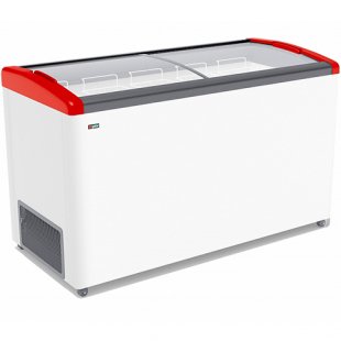 Chest freezer V=490 l GELLAR FG 575 E red (1410x650x860 in, -12…-25C, 6 baskets, wheels, lock)