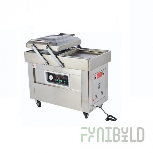Floor-standing two-chamber vacuum packaging machine DZ-400/2SB (1070x770x1040 in, 220 V, 0.9 kW, stainless steel)
