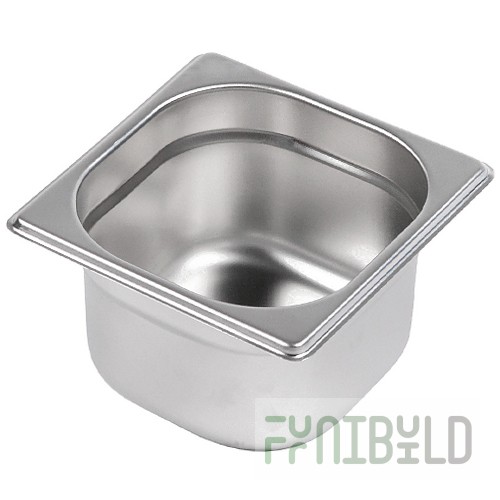 Gastronorm container without lid stainless steel GN-1/6 depth 100, 1.7 l. (176x162x100 in)
