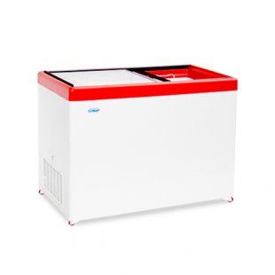 Chest freezer V=378l, MLP-400 -18...-25, 1204x604x790mm, red, glass lid (4 baskets)