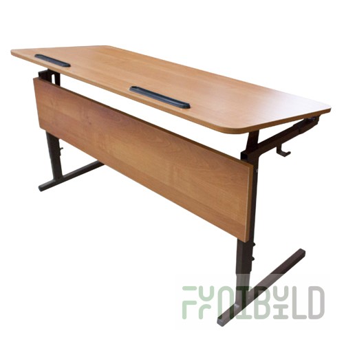2-seater student desk, adjustable height and tabletop tilt 0-16* 2-4 degrees, height 1200x500x520 (580, 640) in, art. SURN-2.1 (ALDER)