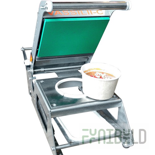 Machine for sealing containers manual VASSILII compact changeable. Forms (width up to 200 in; 1 kW, 220 V)