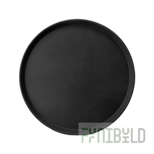 Rubberized round tray 400x25mm, (black), 25 pcs. in pack.