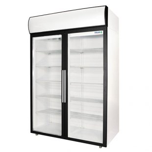 Pharmaceutical refrigerated cabinet V=1400l, ШХФ-1.4 DS (glass doors) (1402х945х2028mm, 8 shelves, vertical lighting, canape with lighting)