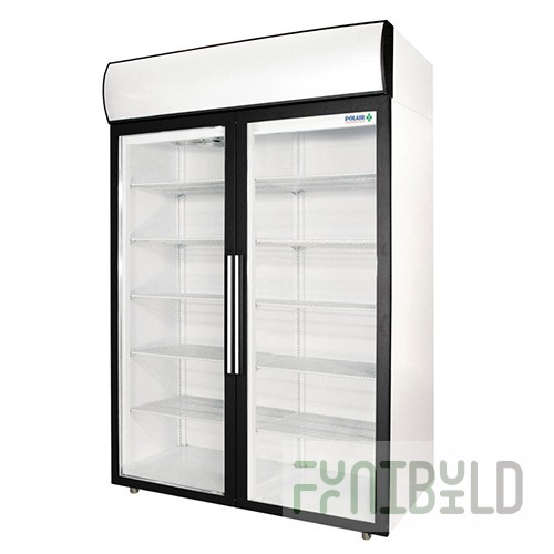 Pharmaceutical refrigerated cabinet V=1400l, ШХФ-1.4 DS (glass doors) (1402х945х2028mm, 8 shelves, vertical lighting, canape with lighting)