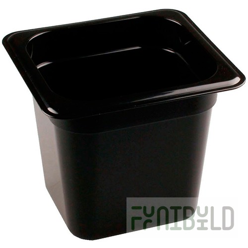 Gastronorm container without lid p/p GN 1/6, H-150, 176x162x150mm, (plastic, black) 422102113, in pack. 8 pcs.