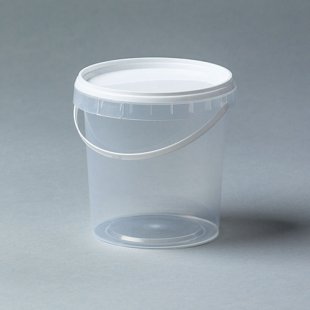 Bucket 1.18 l, D=127 in, round, with seal, transparent.