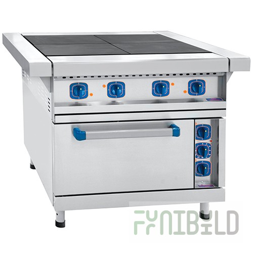 Electric stove with 4 burners and oven EP-4ZhSh-01 (stainless steel face) stainless steel oven (840(1050)x850(895)x860mm, 16.8 kW, 220/380V)