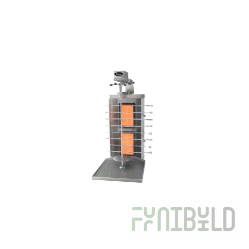 Gas shawarma-kebab maker F2ShmG/ 11207 (with motor, glass screen) (Shaverma) (515x800x970mm)