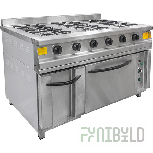 Gas stove with oven PG-6D (1380x863x930 (950) in, 27 kW, 220 V)