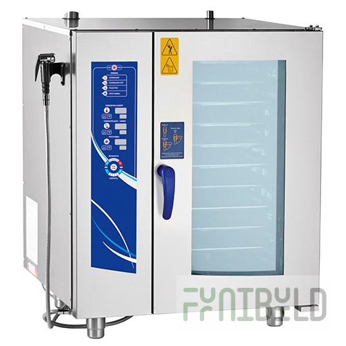 Convection steamer PKA10-1/1VM2 (injection, 10 GN 1/1, all stainless steel, without gastronorm containers, 3-channel probe, humidity control, 5 fan speeds) + 110 programs