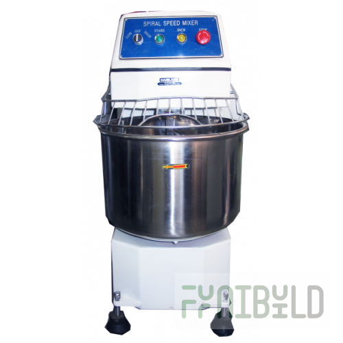 Dough mixing machine HS30BS complete with 1 stainless steel bowl, 2 shaft speeds (750x430x900 in, 30 l, 200 kg/h, 380 V, 1.5 kW, 121/185 rpm, 100 kg)