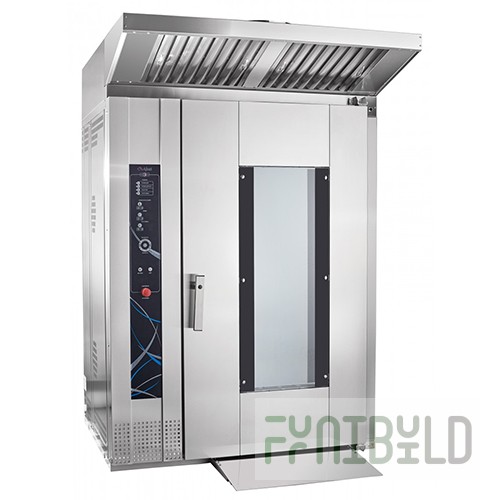 Bakery rotary oven RPSh-18-8-6MR (dismantling, enlarged door glass, adjustable fan speed, 110 programs (up to 4 stages in each), firmware via USB port, includes trolley-pin TShG-