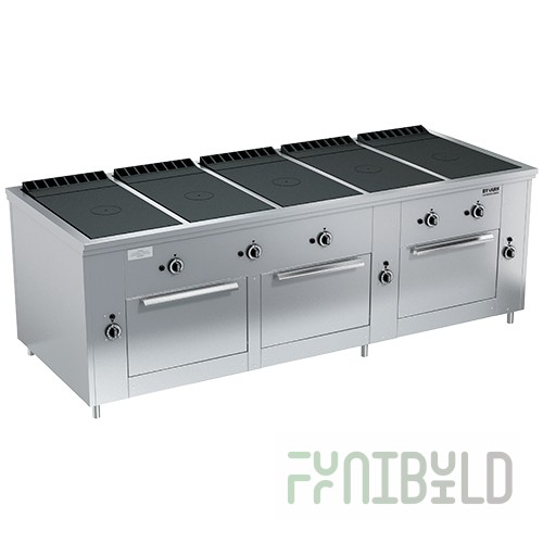 Gas stove 5-burner closed type floor with 3 ovens PRG-IIA-5S 3DS Maxi (2420x990x850(760)mm, 5x10kW, 3x8kW)