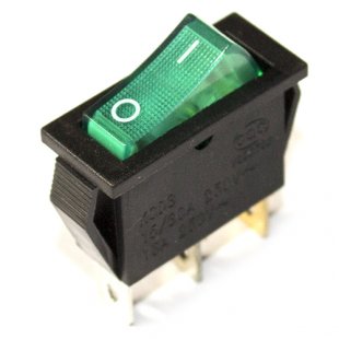 Single narrow green key switch with light (15A 250V)