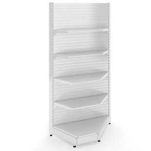 Wall-mounted rack 600x2250mm, shelves: base 500mm+2x400mm+2x300mm, solid back wall, plinth