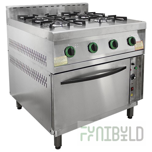 Gas stove 4-burner with oven PG-4D-01 (840x850 (895)x860 (960) in, 20 kW, 220 V)