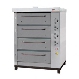 Electric bakery oven HPE-750/4 stainless steel (1367x1075x1790mm, capacity for 1 baking: tin bread 96pcs, loaf 0.3kg - 56pcs, 25.6 kW, 380V, 512kg)