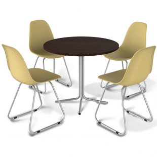 Dining furniture set SHT-DS12 (wenge/beige/chrome lacquer, table+chairs), 2260x2260x840 in