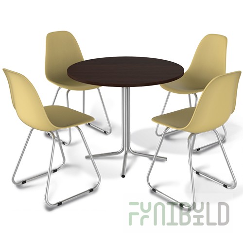 Dining furniture set SHT-DS12 (wenge/beige/chrome lacquer, table+chairs), 2260x2260x840 in