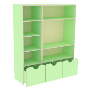 Children's shelving unit for toys and manuals 1400x450x1700 in, art. IM-14 (light green)