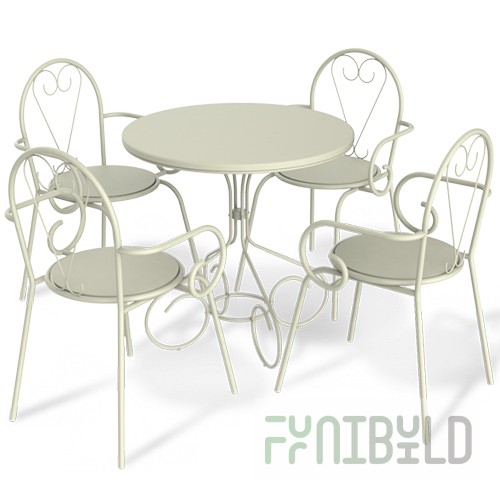 Dining furniture set SHT-T8 (white, table + chairs), 2320x2320x840mm