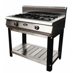 Gas stove 2-burner without oven (reinforced, on stand) F2ZhTLPGp/50018 (600x1000x1050 in, 220V, 12kW)