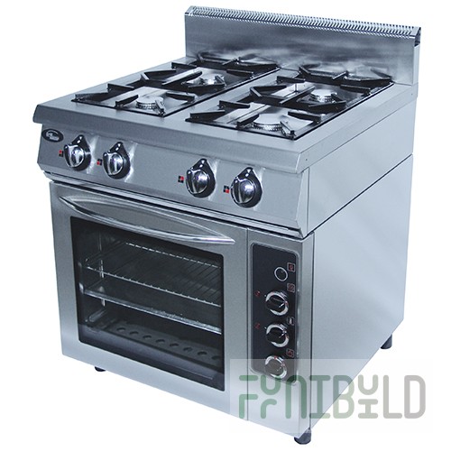 Gas stove 4-burner F4PDG/800(g)/50001g with gas oven. (800x800x1050mm, 37.5 kW)