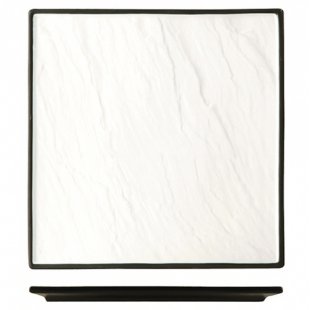 Square dish 26x26cm porcelain black base PL-