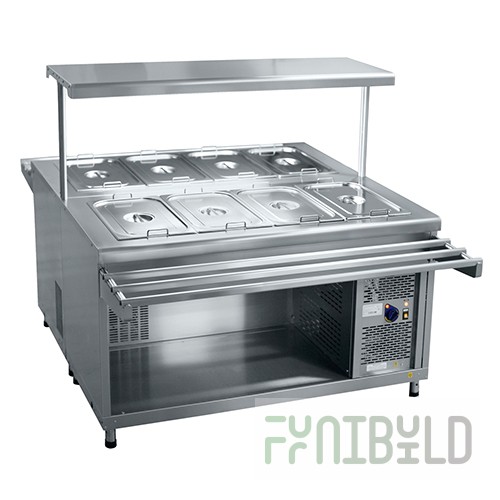 Refrigerated salad bar PVV(N)-140SM-01 (1500x1395(2045)x1420mm, 8 GN 1/1, +2...+10C, 0.65kW, 230V)