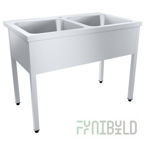 Wash basin, solid-drawn PROFI VMOts2-600PNT 1350x700x870-890 in, (capacity 600x500x300 in)