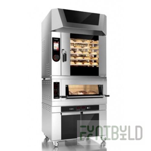 Combined convection oven FINES HTB5-FD64/1S-HTBP10S (980x880x2400mm; 19.3 kW convection/deck oven/proofing/exhaust probe with steam condenser)