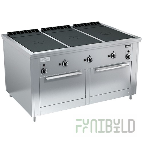 Gas stove 3-burner closed type floor with 2 ovens PRG-IIA-3S 2DS Maxi (1470x990x850(760)mm, 3x10kW, 2x8kW)
