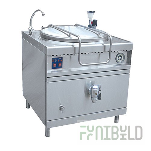 Electric cooking kettle, drain cock, steam jacket, solid-drawn KPEM-100/9 T (fully stainless steel)