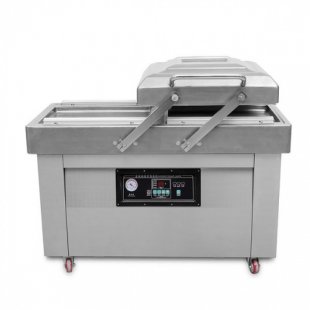 Floor-standing two-chamber vacuum packaging machine DZ-500/2SB (1370x770x1040 in, 220 V; 1.5 kW, stainless steel)