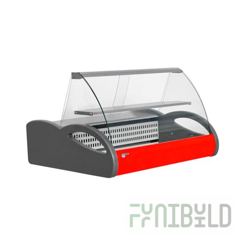 Medium-temperature bar display case 1500x865x630mm, A87 SM 1.5-1 gray/red (VHS-1.5 Argo), 0...+7 C, 0.71 sq.m.