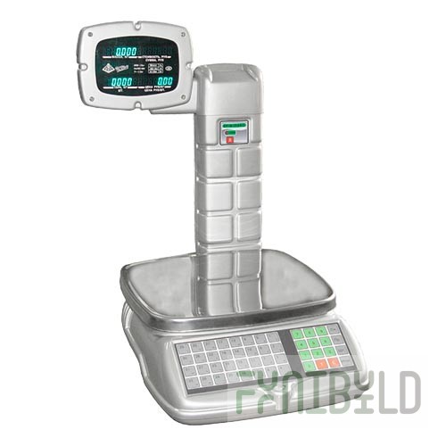 Electronic scales VEU-30S-5/10-I-P-ST (300x420x680mm, with display on stand, built-in label printer, up to 30 kg)