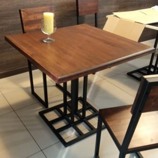 Table top 700x700x40mm, False pine Walnut 1 layer varnish color