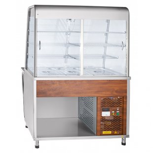 Refrigerated display counter PVV(N)-70T-S-NSh with gastronomic containers for kashir.(1120x770(1025)x1700mm, 230 V)