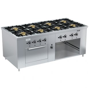 Gas stove 8-burner open type floor with oven. cabinet PRG-IIA-8 DSh Maxi (1945x990x850(760)mm, 8x8 kW, 1x8 kW)